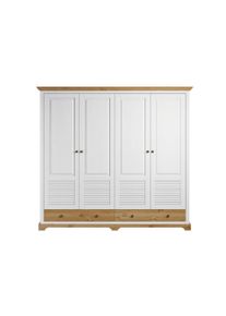 Home Affaire Kledingkast Rauna, van massief grenen, 4-deurs, met lamellen en kassetten kledingkasten wit