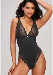Lascana Body met hoge beenopeningen en fijne kant, sexy lingerie dames tops maat 38 zwart
