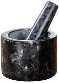 Wenko Vijzel Marmer met bijpassende stamper, verkleiner voor specerijen en kruiden kookbestek zwart