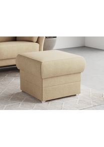 DOMO collection Hocker Pina, compact en comfortabel Bijpassende voetenbank/poef bij de serie hockers maat Fijne structuurstof beige