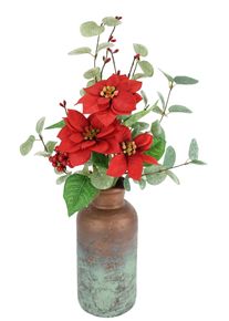 I.GE.A. Winterse kunstplant Arrangement met poinsettia in keramische vaas, met eucalyptus takken kunstplanten maat -