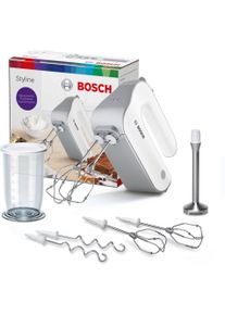 Bosch Handmixer Styline MFQ4075DE, 2x garde, roestvrijstalen kneedhaken, mixvoet, wit handmixers wit