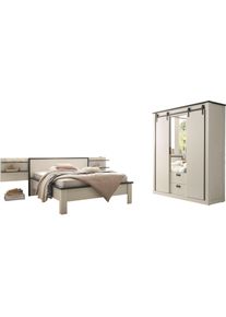 Home Affaire Slaapkamerserie Sherwood Ligoppervlak 140 x 200 cm, kast 3-deurs 161 cm breed (4-delig) garderobekasten wit