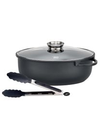 ELO Braadpan Alucast aluminium braadpan ovaal 38 cm inclusief serveertang (1-delig) braadpannen zwart