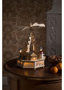 Konstsmide Kerstpiramide Kerst versiering Houten led-piramide (1 stuk) kerstpiramides beige