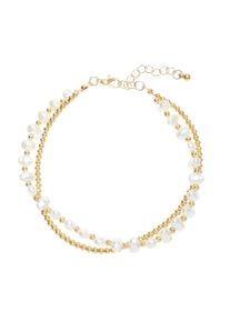 Lascana Enkelkettinkje met imitatie zoetwaterparels, enkelketting-armband, enkelketting set dames enkelkettinkjes goud(kleur)