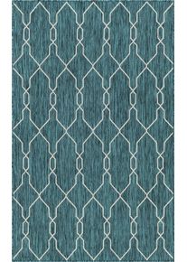 MyFlair M&ouml;bel & Accessoires Vloerkleed Outdoor Kruisen, MAGAZIJNOPRUIMING! Platweefsel, geschikt voor binnen en buiten moderne vloerkleden blauw