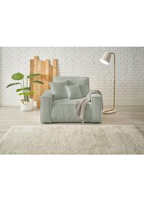 OTTO Loveseat FINNLEY, XXL-Fauteuil, Leesfauteuil, trendy stoffen, incl. Sierkussens (1 stuk) fauteuils maat Bouclé groen