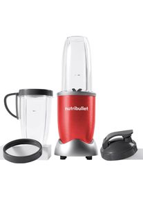NUTRIBULLET Blender Pro NB907R - compacte mixer, 900 Watt, 2 mengbekers (700 + 925ml), Rood Drukkken, draaien, mixen, sterke motor, beker+accessoires