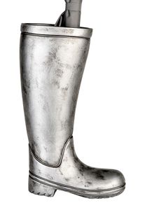 Casablanca by Gilde Paraplustandaard Parapluhouder laarzen, zilverkleur voor paraplu's, hoogte 45 cm, regenlaarzen-model, van keramiek (1 stuk)