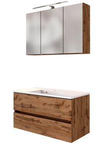 Welltime Badmeubelset Baabe Breedte 100 cm, soft-closefunctie (set, 2 stuks) badmeubelsets bruin