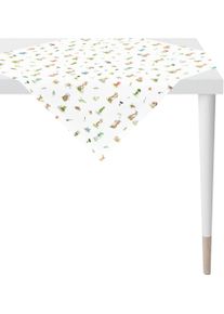 Apelt Topkleedje 6812 HAPPY EASTER, Paasdecoratie, Pasen Digitale print, modieus ontwerp met speelse konijnen in de tuin (1 stuk) tafelkleden wit