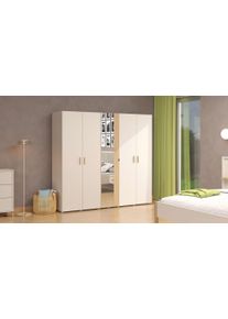 Home Affaire Kledingkast Belfort, slaapkamerkast met spiegel 5-deurs linnenkast 225x56x208, fsc-gecertificeerd houtmateriaal, trendkleur cashmere