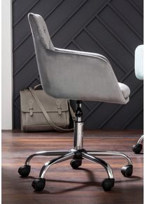 Inosign Bureaustoel Perry1 elegante fluwelen stoel, zacht verdikt bureaustoelen maat Fluweel grijs
