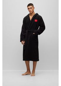 HUGO underwear Badjas Terry Gown Hooded met capuchon & contrasterend logo heren badjassen maat XL zwart