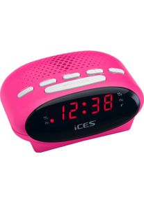 Lenco Wekkerradio ICR-210 FM-horloge radio met 2 wektijden en sluimerfunctie wekkers roze