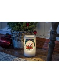 Konstsmide Led-kaars Kerst versiering Led-kaars van echte was Sneeuwpop met trein (1-delig) kaarsen wit