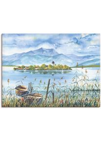 Artland Artprint Meerzicht Herreninsel als artprint op linnen, poster in verschillende formaten maten foto schilderijen blauw