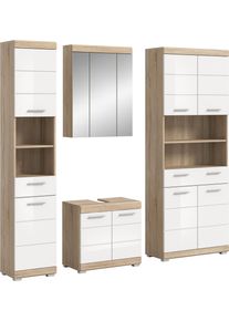 Inosign Badkamerserie Siena, 4-delig, bestaande uit: Smalle hoge kast, WBU, spiegelkast, brede hoge kast (set, 4-delig) badmeubelsets