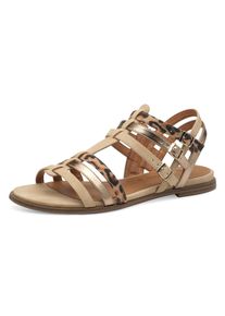 Tamaris Sandalen , sandalette, zomerschoen met afwerking in leeuwen- en metalliclook dames sandaaltjes maat 37 bruin
