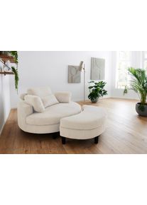 ATLANTIC HOME COLLECTION Loveseat Ravi, B: 114 cm XXL- Fauteuil, met opbergruimtehocker, rugsteun & 4 sierkussens fauteuils maat Cord beige