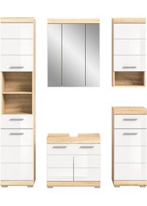 Inosign Badkamerserie Siena, 5-delig, bestaande uit: Hoge kast, WBU, spiegelkast, onderkast, hangkast (set, 5 stuks) badmeubelsets wit