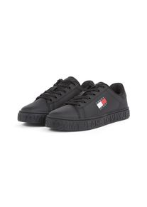 Tommy Jeans Plateausneakers TJW LOGO OUTSOLE SNEAKER ESS vrijetijdsschoen, lage schoen, veterschoen met zijlogo-vlag dames lage sneakers maat 35 zwart