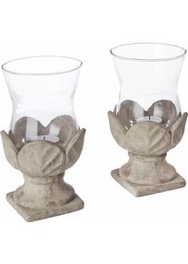 Home Affaire Windlicht Antiek-windlicht (set, 2 stuks) kaarsenhouders grijs