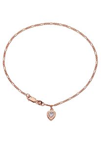 Firetti Enkelkettinkje Sieraad cadeau zilver 925 lichaams-sieraad hart+LIEFDE figaroketting dames enkelkettinkjes goud(kleur)
