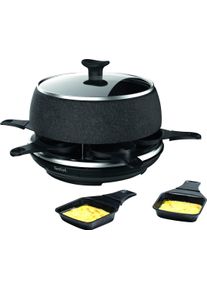 Tefal Raclette en fondueset Cheese 'n Co, 6 raclettepannetjes, 850 W, voor 6 personen, vaatwasmachinebestendig, met receptenboek, steen-look, re12c8