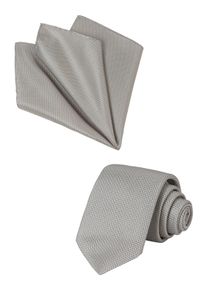 BOSS Stropdas Set pochet en stropdas. met structuurpatroon classic premium (set, 2 stuks) heren stropdassen beige