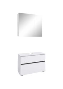 Home Affaire Badmeubelset Wisla Spiegelschrank, WBU met sifonaansluiting en push-to-open, breedte 80 cm (set, 2 stuks) badmeubelsets wit