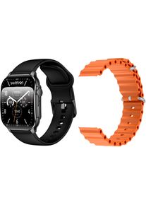 SMARTY 2.0 Smartwatch Polshorloge, dameshorloge, herenhorloge, Android 5.0+, Apple iOS 9.0+(set, 2-delig, Met wisselband) unisex horloges zwart