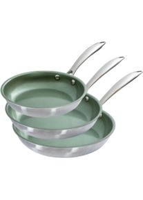 JUST VEGAN Pannenset CeraVegan plantaardige keramische coating, inductie (set, 3-delig) pannensets zilver(kleur)