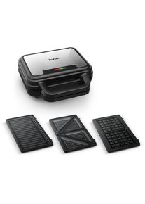 Tefal Sandwichmaker Ultracompact 3-in-1 Sandwich/Wafel/Panini, anti-aanbaklaag ruimtebesparende opslag, afmetingen: 23 x 23 x 9 cm, sw383d tosti