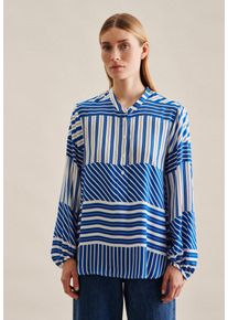 Seidensticker Klassieke blouse Zwarte roos Tunika met geplaatste strepen dames blouses maat XS (34) blauw