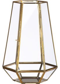 Gilde Windlicht Kaarsenhouder Cozy, 6-hoekig 1-vlamig, van metaal en glas, hoogte ca. 30 cm (1 stuk) kaarsenhouders goud(kleur)