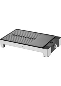 WMF Tafelgrill LONO vlak & geribbeld traploze temperatuurinstelling, anti-aanbak grillplaat tafel grills zilver(kleur)