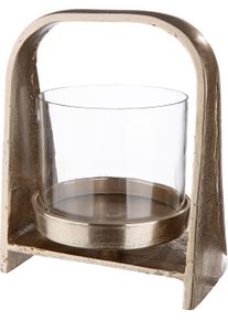 Casablanca by Gilde Windlicht Nostro, kerstdecoratie uit aluminium, inclusief glazen inzet (1 stuk) kaarsenhouders maat - geel