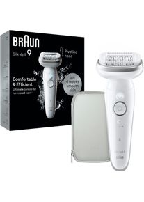 Braun Epilator Silk-épil 9 9-011 met draaibare kop, massage rolopzetstuk & etui epileerapparaten zilver(kleur)