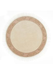 LUXOR living Wollen kleed Giza 100% wol, handgeknoopt, met bies en franjes, oosterse tapijt wollen vloerkleden beige