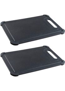 Wenko Snijplank Model Peet Snijplank met antislip hoeken en sapgoot, vaatwasmachinebestendig (set, 2 stuks) snijplanken zwart