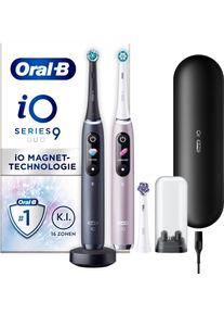 Oral-B Oral B Elektrische tandenborstel IO 9 Duopack met magneet-technologie, 7 poetsmodi, kleurendisplay & reisetui voor de lader mondverzorging zwart