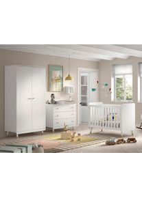 Vipack Babymeubelset 4-delig biedt alles voor uw kinderkamer, afwerking satin wit gelakt ledikanten + commodesets wit