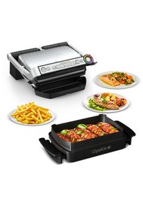 Tefal Contactgrill GC714D OptiGrill en inclusief snacking & baking accessoires contact grills zilver(kleur)