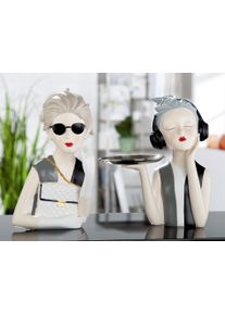 Gilde Decoratief figuur Meisje met hoofdtelefoon (1 stuk) beelden & sculpturen beige