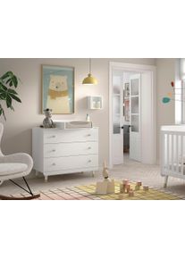 Vipack Babymeubelset bestaande uit ladekast en commode-opzetstuk, uitvoering wit ledikanten + commodesets wit