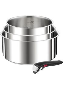 Tefal Pannenset L898S4 Ingenio Preference, kookpan set inductie, stapelbaar, ruimtebesparend (set, 4-delig) pannensets zilver(kleur)