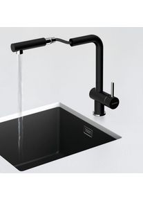 Schock Keukenkraan EPOS uitschuifbaar, terugstroombegrenzer, waterbesparende perlator, draaibereik 180&deg; keukenkranen zwart