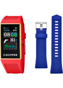Calypso Watches Smartwatch K8502/3 Horloge, herenhorloge, dameshorloge, digitaal, stappenteller (set, 2-delig, Met blauwe wisselband) unisex horloges